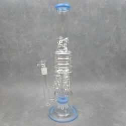 19" Diffused Tree Perc to Triple Spike Chamber to Thick Internal Ribbing Glass Water Pipe W/Color Accent & Ice Catch