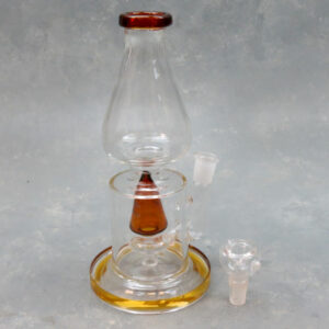 8" Oil Lamp Cone Perc Color Accent Glass Water Pipe