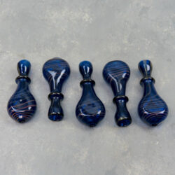3.25" Fat Flat Bit Deep Blue Iridescent Line Glass Chillums w/Ring (5pcs/pack)