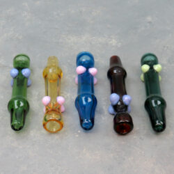 3.75" Contoured Bit Colored Glass Chillums w/Bumps (5pcs/pack)