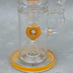 12" Tree Perc to Double Puck Recycler Glass Water Pipe w/Hook Accents