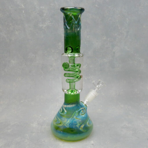 12" Diffused Downstem to Glycerin Coil Accented Hipster Glass Water Pipe w/Ice Catch
