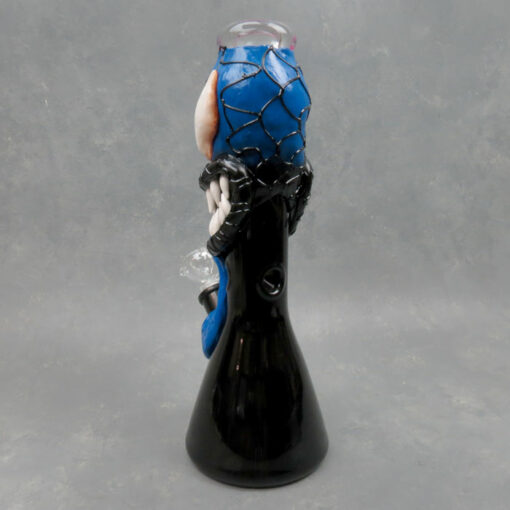 14" 3D Molded Hand Painted Blue Venom Beaker Glass Water Pipe w/Ice Catch and Diffused Downstem