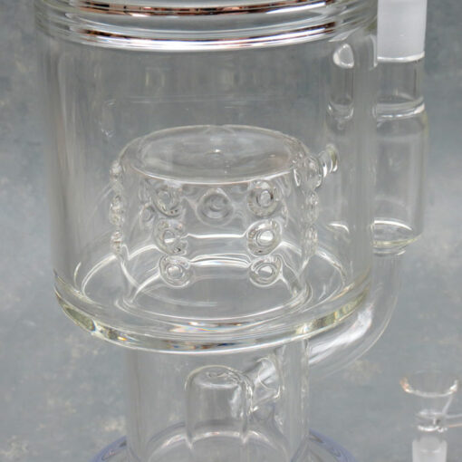 19" Matrix Perc To Swiss Cylinder Splash Guard Thick Internal Ribbed Glass Water Pipe w/Color Accent