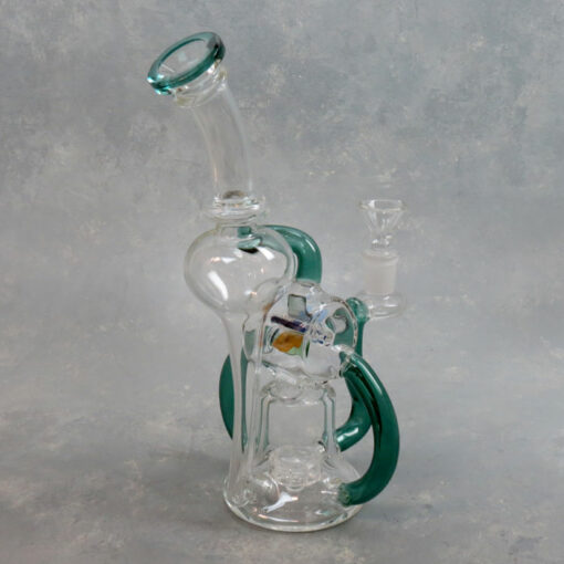 9.5" Elegant Water Wheel Recycler Glass Water Pipe w/Color Accent