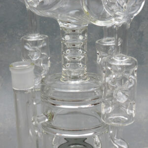 19" Diffused Tree Perc to Triple Spike Chamber Recycler Big Barrel Glass Water Pipe W/Color Accent
