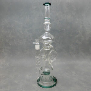 20" Spike Chamber to Diffused Tree Perc Elegant Dual Puck Recycler Glass Water Pipe w/Color Accent