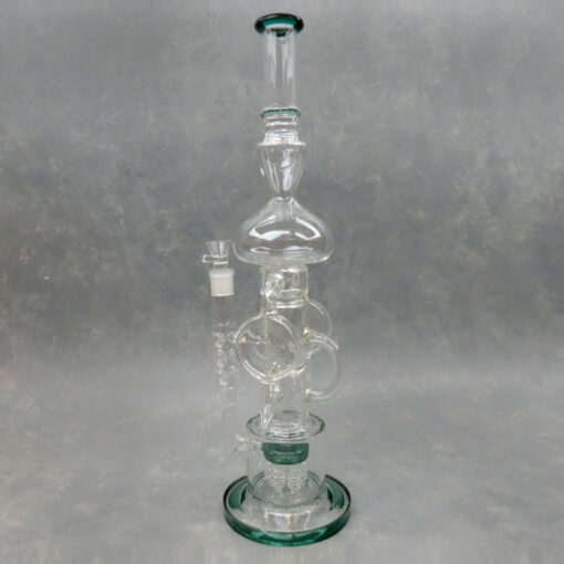 20" Spike Chamber to Diffused Tree Perc Elegant Dual Puck Recycler Glass Water Pipe w/Color Accent