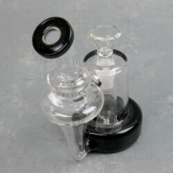 6" Elegant Glass on Glass Mini Bubbler Recycler w/Colored Base