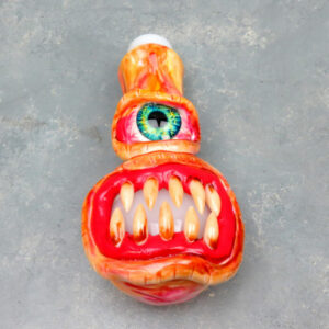 5" Big Mouth & Eyeball Hand Painted Monster Glass Hand Pipe