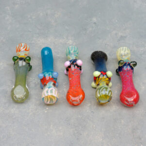3.75" Frit Body Color Line Bowl Slime Marble Fumed Glass Chillums