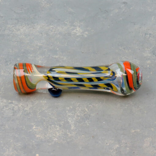 3.5" Latticino Body Twisted Bowl Fumed Glass Chillums w/Bump