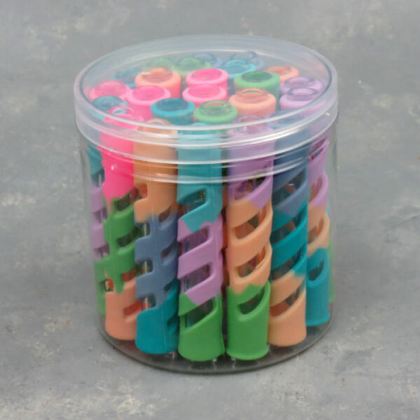 3.5" Straight Glass Chillums w/Pastel Slitted Silicone Covers