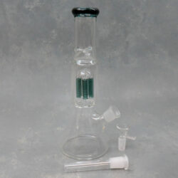 10" Color Accent 6-Arm Tree Perc Beaker Glass Water Pipe w/Ice Catch & Diffused Downstem
