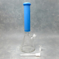 16" Opaque Neck Beaker Glass Water Pipe w/Constriction & Diffused Downstem
