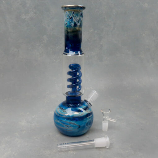 11" Diffused Downstem to Twisted Coil Accented Vase Glass Water Pipe w/Ice Catch