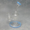 8.5" Basic Showerhead Perc Rig Glass Water Pipe w/Bent Mouthpiece, Color Accent & Ring