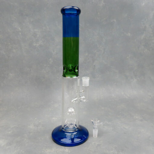 14" Two-Tone Inline 6-Arm Tree Perc Tube Glass Water Pipe w/Ice Pinch