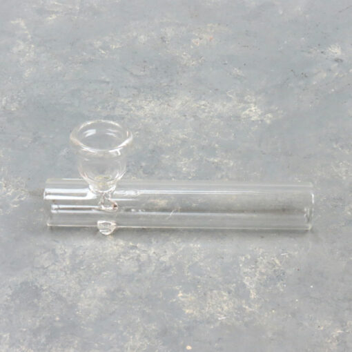 4" Clear Glass Mini Steamroller Hand Pipe w/Feet