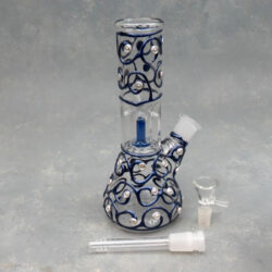 8" Dome Perc Jewel Dotted Beaker Glass Water Pipe w/Diffused Downstem