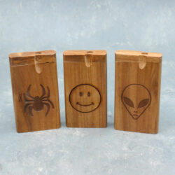 4" Assorted Designs Wooden Dugouts w/One-Hitter & Poker