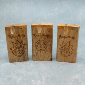 4" Rick & Morty Wooden Dugouts w/Grinder, One-Hitter & Poker