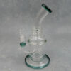10" Inverted Showerhead Perc Color Accent Ringed Rig Glass Water Pipe w/Bent Mouthpiece