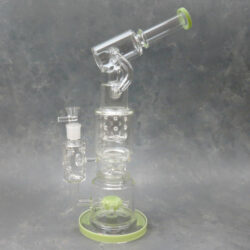 17" Sprinkler Diffuser to Swiss Perc Double Uptake Glass Water Pipe w/Microscope Neck