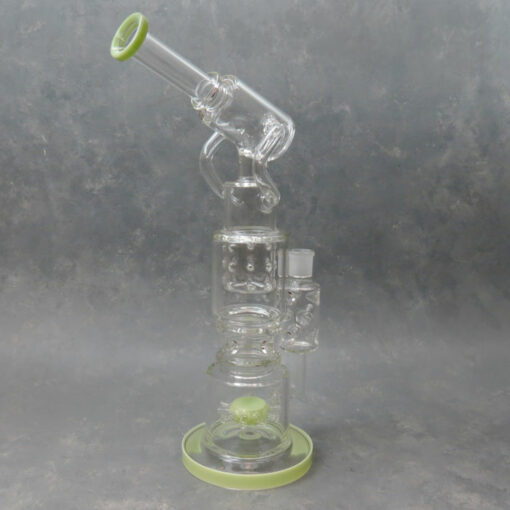 17" Sprinkler Diffuser to Swiss Perc Double Uptake Glass Water Pipe w/Microscope Neck