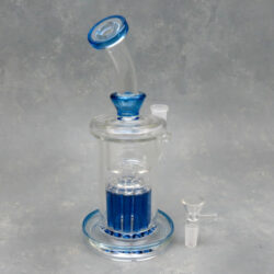 10" 12-Arm Inverted Tree Perc Rig Style Glass Water Pipe w/Bent Mouthpiece