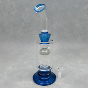 11.5" Tree Perc Color Accent Glass Water Pipe w/Fancy Base & Bent Mouthpiece