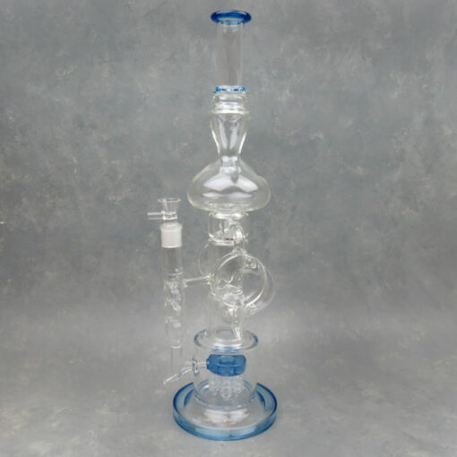 20" Tree to Double Puck Recycler Glass Water Pipe w/Contoured Vase Mouthpiece