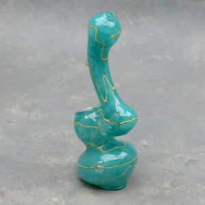 5.75" Inside-Out Colored Glass Bubblers w/Donut Hole, Color Line and Bumps