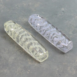 4" Latticinio Clear Brick Glass Hand Pipes w/Carb