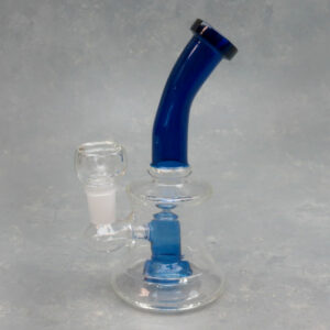 7" Contoured Showerhead Perc Mini Glass Water Pipe w/Bent Mouthpiece