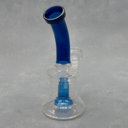 7" Contoured Showerhead Perc Mini Glass Water Pipe w/Bent Mouthpiece