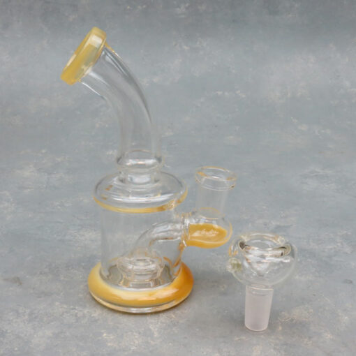 6" Color Accent Showerhead Perc Mini Glass Water Pipe w/Bent Mouthpiece
