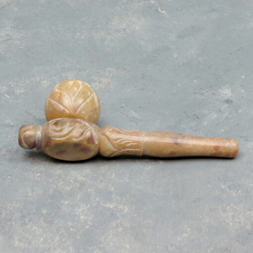 4" Rose Etched 2-Part Threaded Stone Pipe