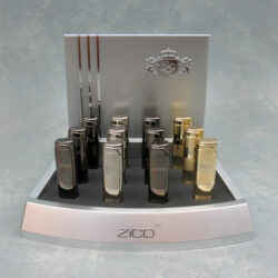 3" Zico Sleek Striped Metallic Single Torch Lighters (12pcs/display)