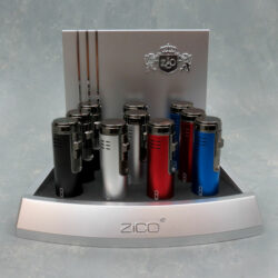 3.5" Round Zico Flip-Top Quad Torch Pocket Lighters w/Cigar Hole Cutter (10pcs/display)