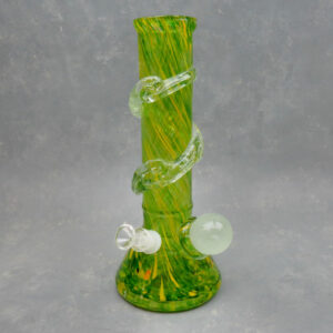 12" Beaker Base Color Streak GOG Soft Glass Water Pipe w/GID Wrap & Marble