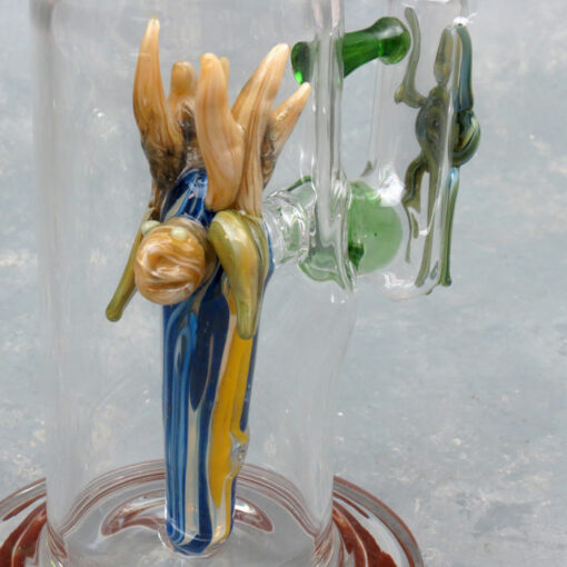 14" Animal "Perc" Rig Style Glass Water Pipe w/Cane Twist Neck & Animal Wrap