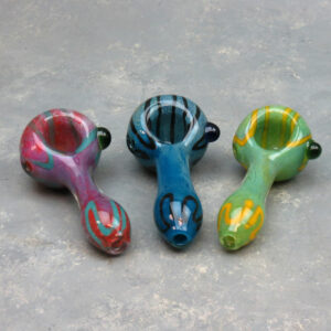 4" Curvy Narrow Body Color Line Glass Hand Pipes (2pcs/pack)