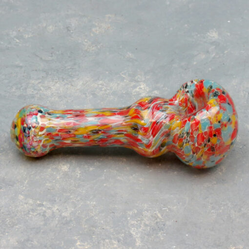 4" Crackle Frit Glass Hand Pipes w/Bulge (2pcs/pack)