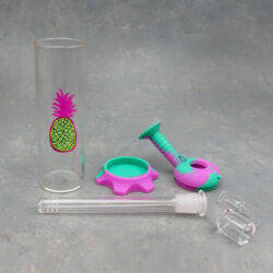 8.5" Silicone Cylinder Rig w/14mm 5" Glass Downstem & Graphic