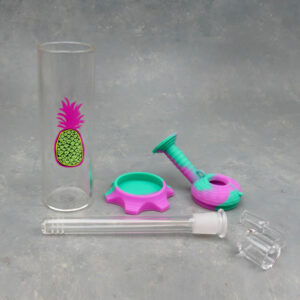 8.5" Silicone Cylinder Rig w/14mm 5" Glass Downstem & Graphic