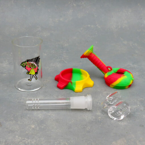 5.5" Silicone Cylinder Rig w/14mm 4" Glass/Plastic Downstem & Graphic