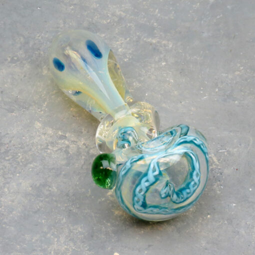 3.5" Fumed Latticino Glass Hand Pipes w/Ring & Color Bump