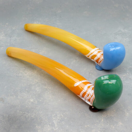 9.5" Two-Tone Latticinio Joint Wizard Sherlock Glass Hand Pipe w/Feet