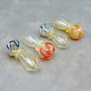 4" Fumed Color Line Ringed Glass Hand Pipes